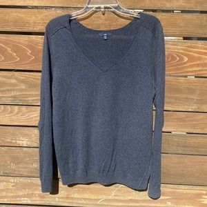 GAP V Neck Wool Blend Sweater Gray - XL